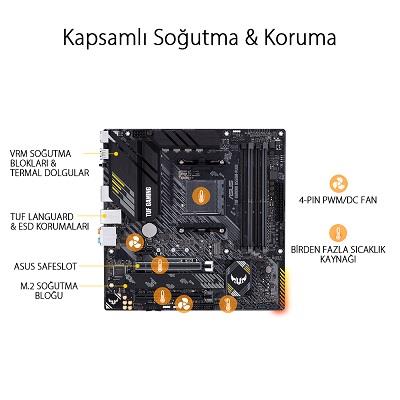 ASUS TUF GAMING B550M-PLUS B550 DDR4 (Vga Yok) GLan mATX HDMI DP USB3.2 Type-C Aura M.2 AM4 AMD Anakart
